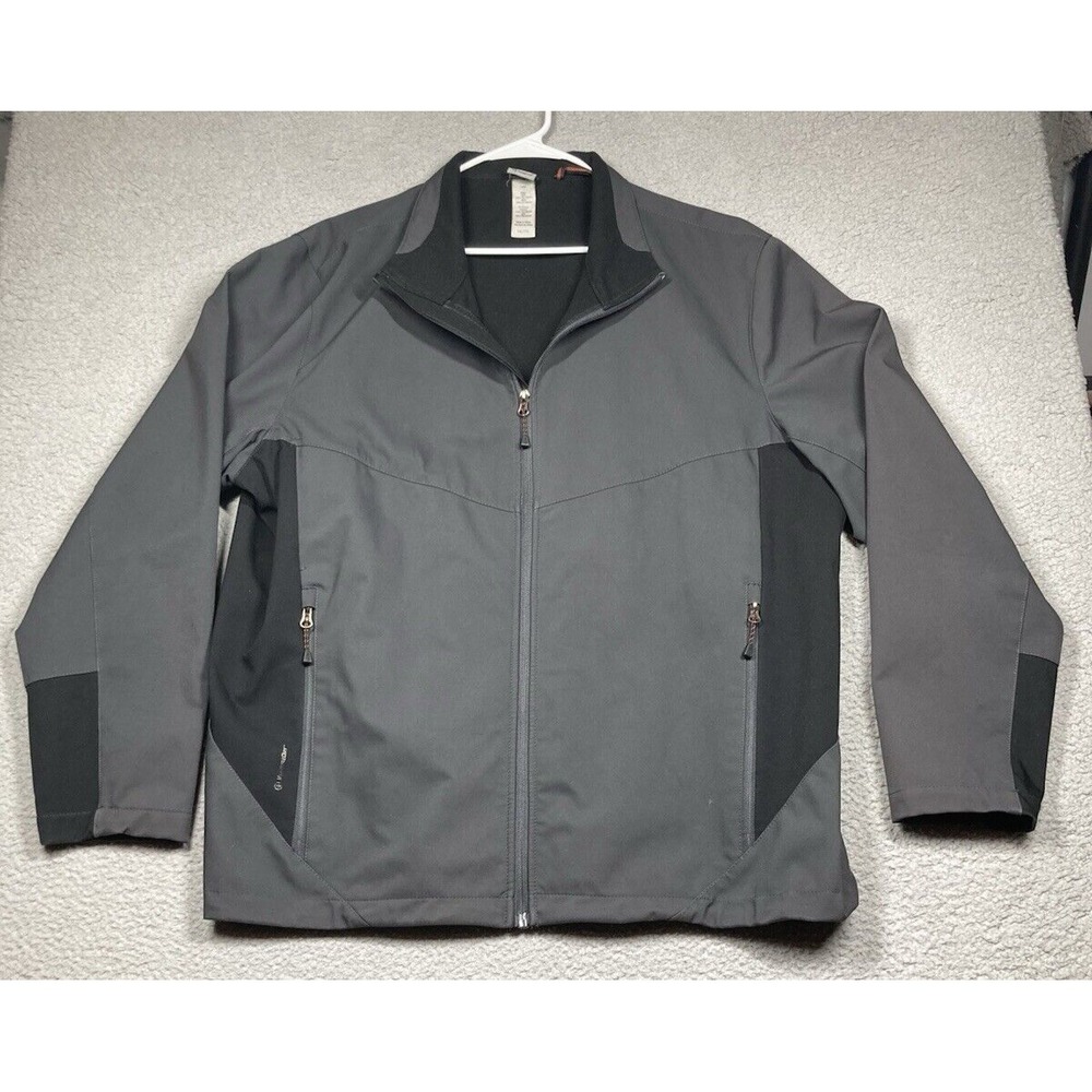 Champion Jacket Men's XXL Gray Black Full Zip Mock Neck Pockets Medium Weight